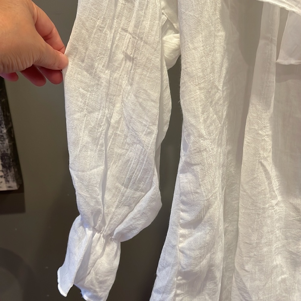 🍁🐠 Japanese Casual Elf boho peasant top ruffle floaty White medium - Picture 4 of 10